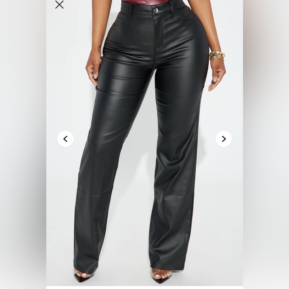 Fashion Nova Black Straight Leg Faux Leather Pants